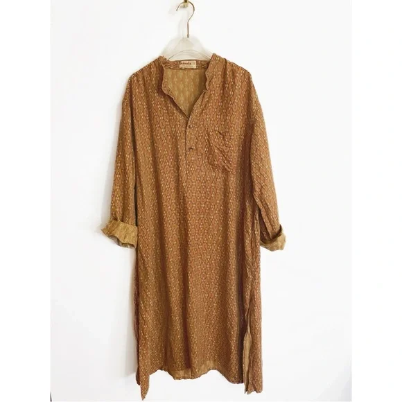 Lagenlook Rust Orange Oversized Dress - Fabindia Kurtas size L / XL (42)